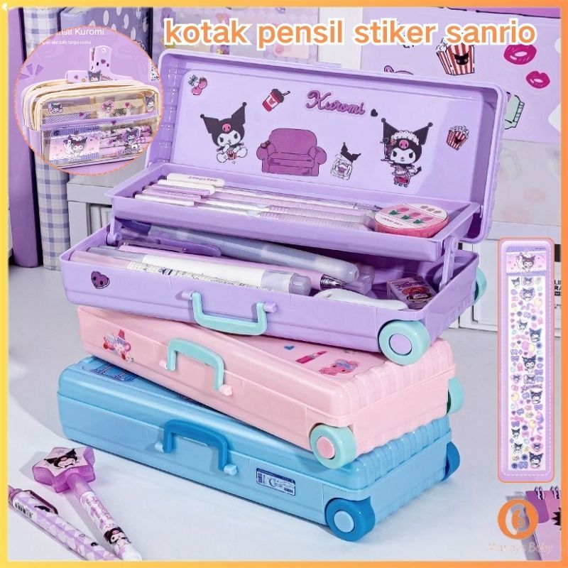 

【Penjual Lokal】kotak pensil troli sanrio / kotak pensil multi-lapis berkapasitas besar / kotak pensil tahan air yang dapat ditarik / kotak pensil stiker asli sanrio