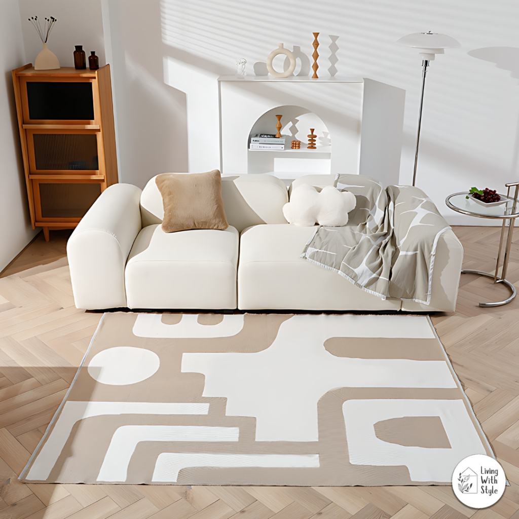 Living With Style - Modern Beige Floor Rug Carpet Premium / Karpet Ruang Tamu Model Nordic / Alas La