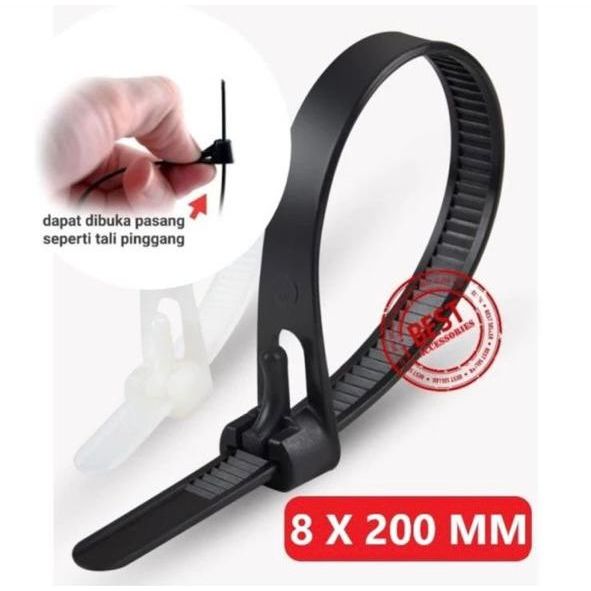 

Kabel Ties Adjustable 8 x 200mm Bisa Buka Kembali / Pakai Ulang ( Reuseable ) Harga utk 1pcs