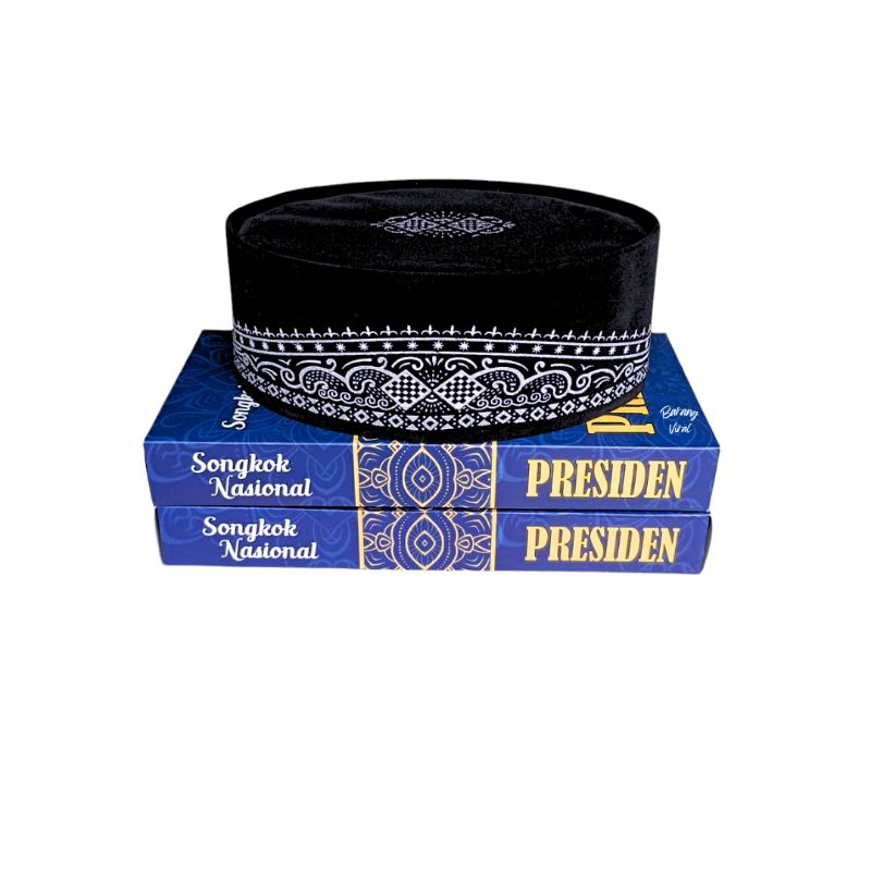 Peci Songkok Hitam Motif Batik Silver Anak Dan Dewasa