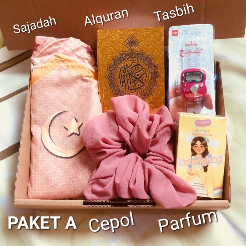 

Giftbox Kado Hampers Cewek Muslim Hadiah Sajadah Travel Souvernir Umroh Idul Fitri Ulang Tahun Wisuda