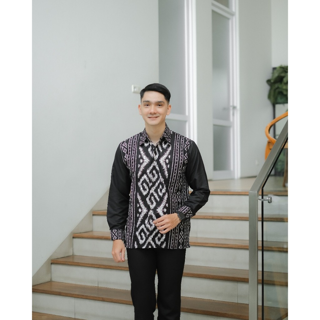 Baju Batik Pria Bju Kondangan Modern Pasangan Ayah Halus Kemeja Cwo Lengan Panjang Pendek Slimfit Km