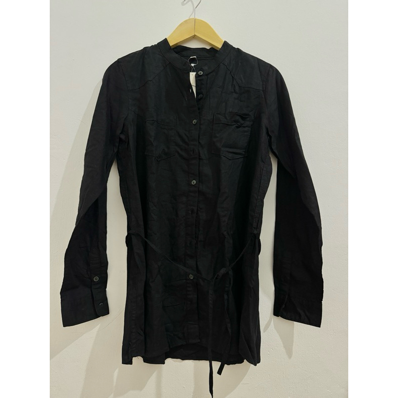 GU Uniqlo Kemeja Tunik Wanita Hitam Katun linen