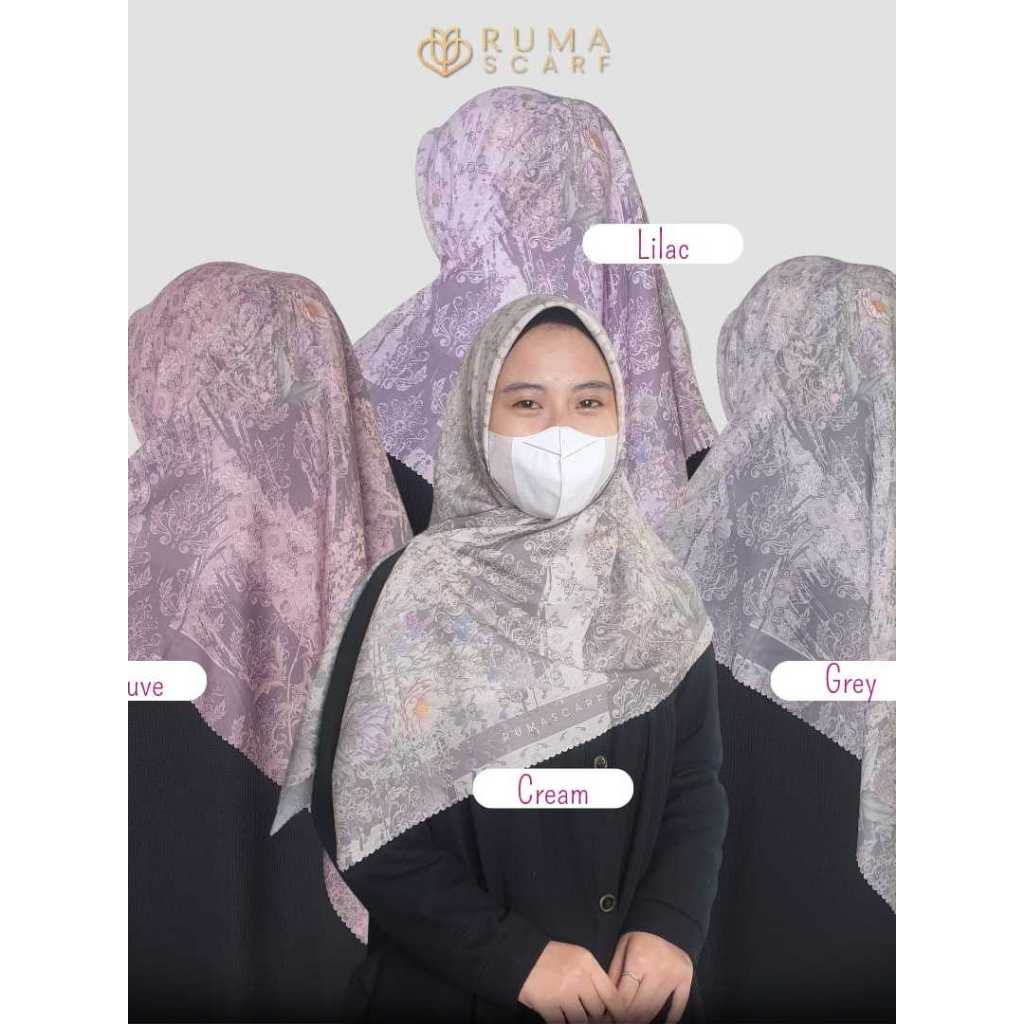 Ruma Scarf - BILQIS Series Hijab Segiempat Motif Eksklusif Size 110x110
