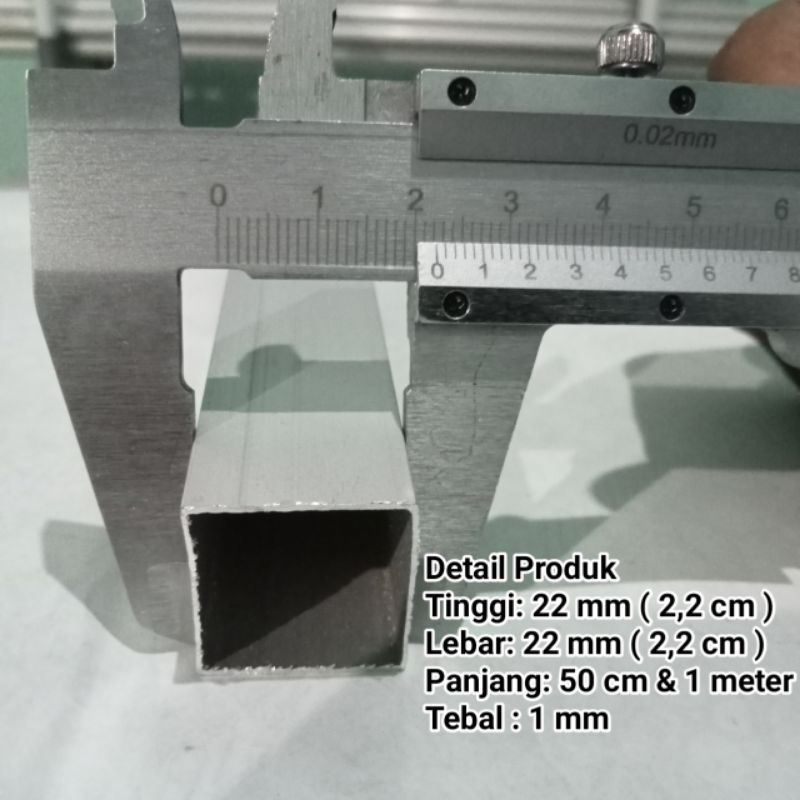 HOLLOW PIPA ALUMINIUM KOTAK 22x22 mm