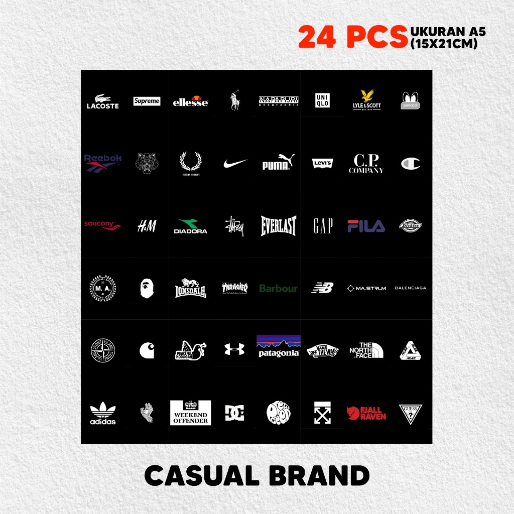 (48PCS) Poster DInding Casual Brand Series | Poster Aesthetic | Poster Dinding