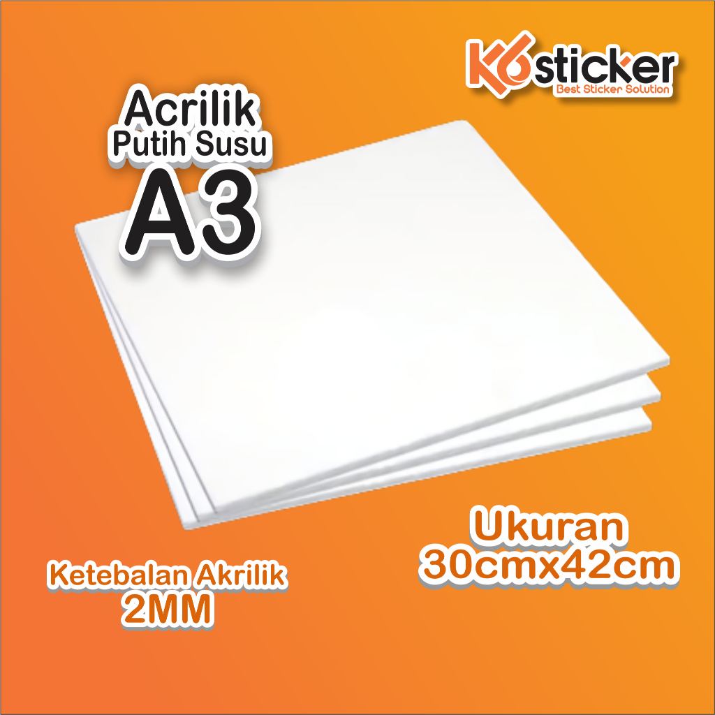 

AKRILIK lembaran 2mm A3 / Akrilik Putih Susu / Putih solid / Acrylic