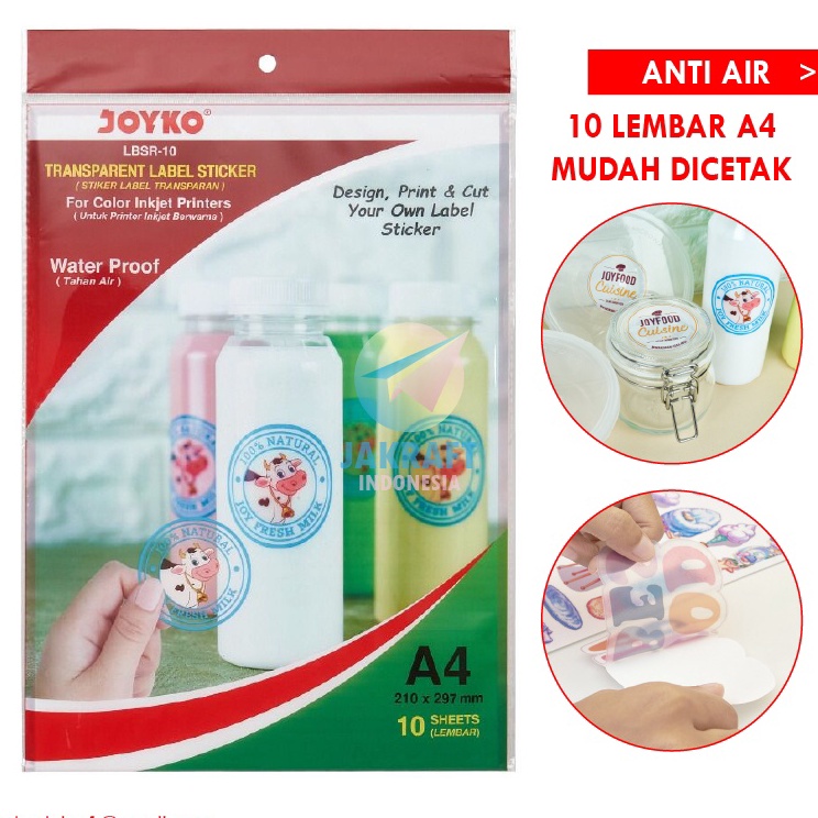 

1 Lembar Kes Stiker Transparan A4 Anti Air JOYKO LBSR1 Transparent Sticker