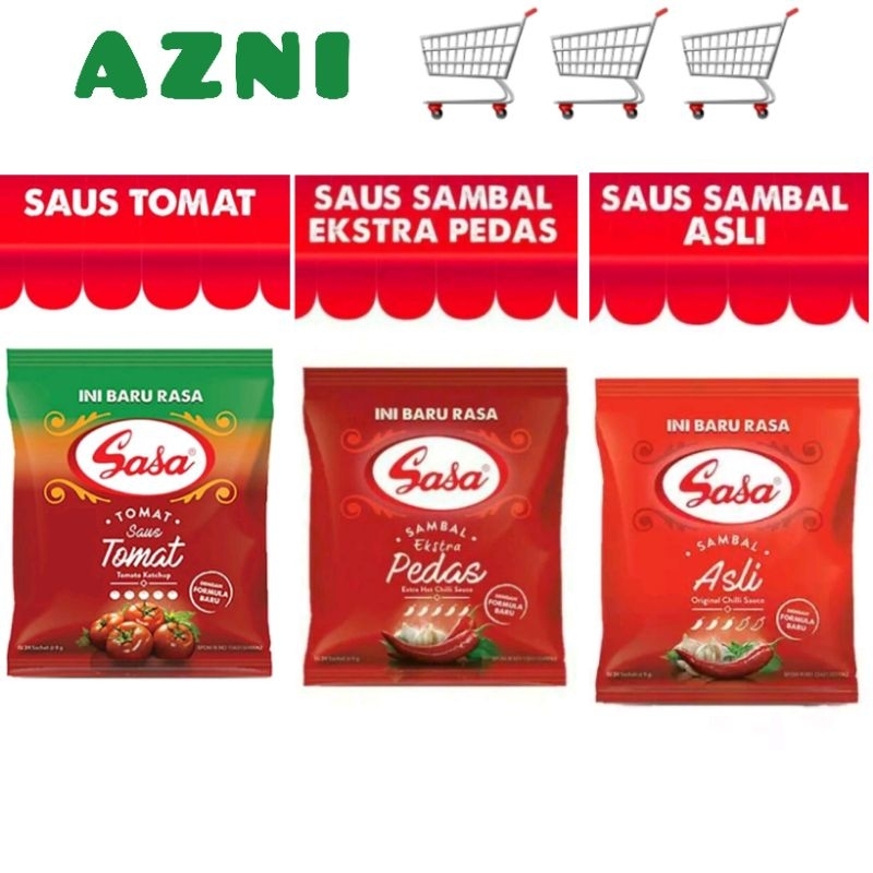 

Sasa Sachet 8gr x 24pcs - Sambal Asli / Ekstra Pedas/ Saus Tomat
