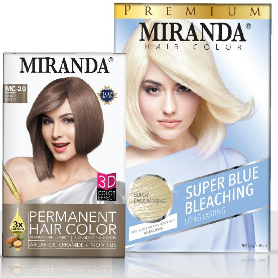 Miranda Paket Rambut Pastel Super Blue Bleaching & MC20 Smokey Ash, Ash Blonde ,Golden Brown 30ml