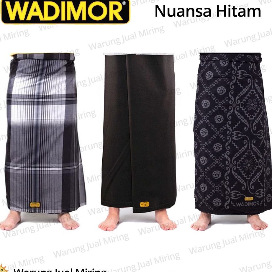 Terlaku Sarung WADIMOR Hitam Motif Polos Kombinasi Garis Kotak Kotak2 Batik Bali Kembang Daerah Indo