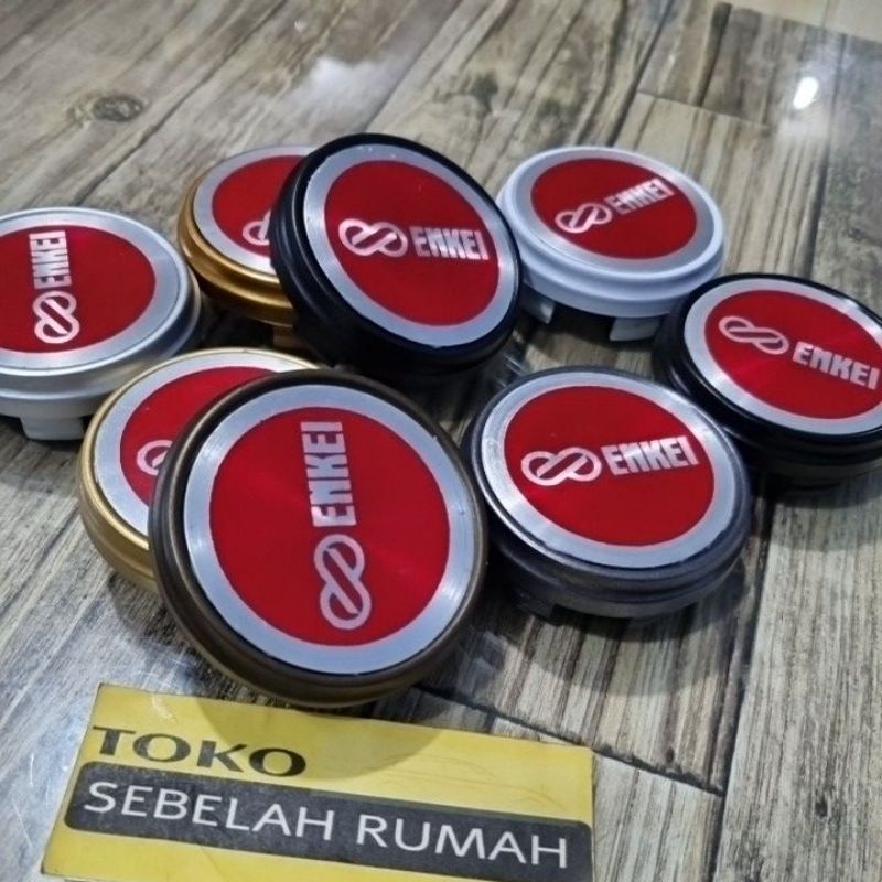dop velg dop roda tutup center velg racing variasi 6.4cm slim silinder motif enkei latar merah