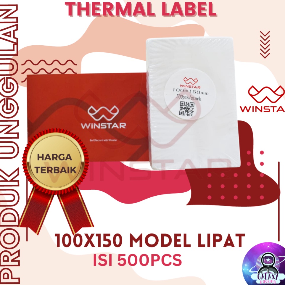 

Readystock THERMAL LABEL STIKER 1x15 5 isi 5 pcs BARCODE MODEL LIPAT UKURAN A6