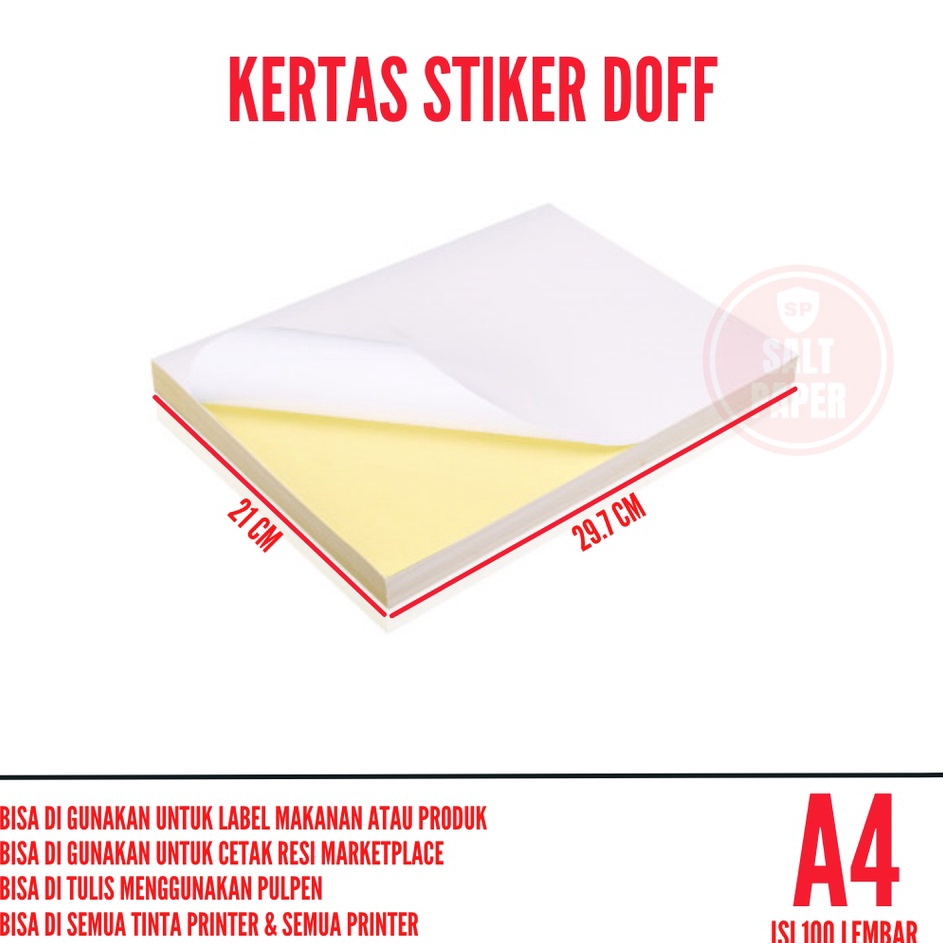 

Readystock Kes Stiker Doff A4 isi 1 lembar Stiker Label Nama A4 Sticker Label Nama