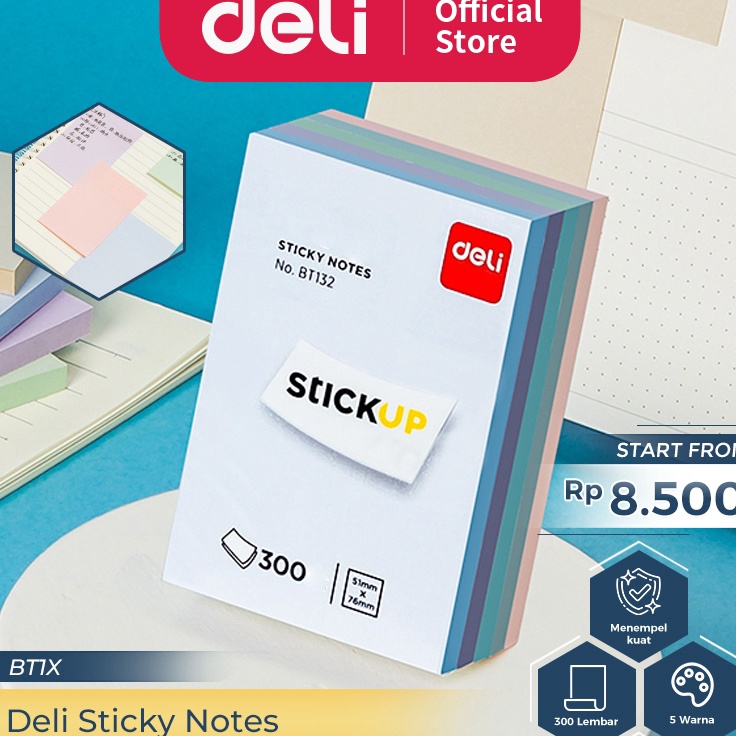 

Deli Sticky Notes Memo Tempel 3 Lembar 5 Warna BT13X