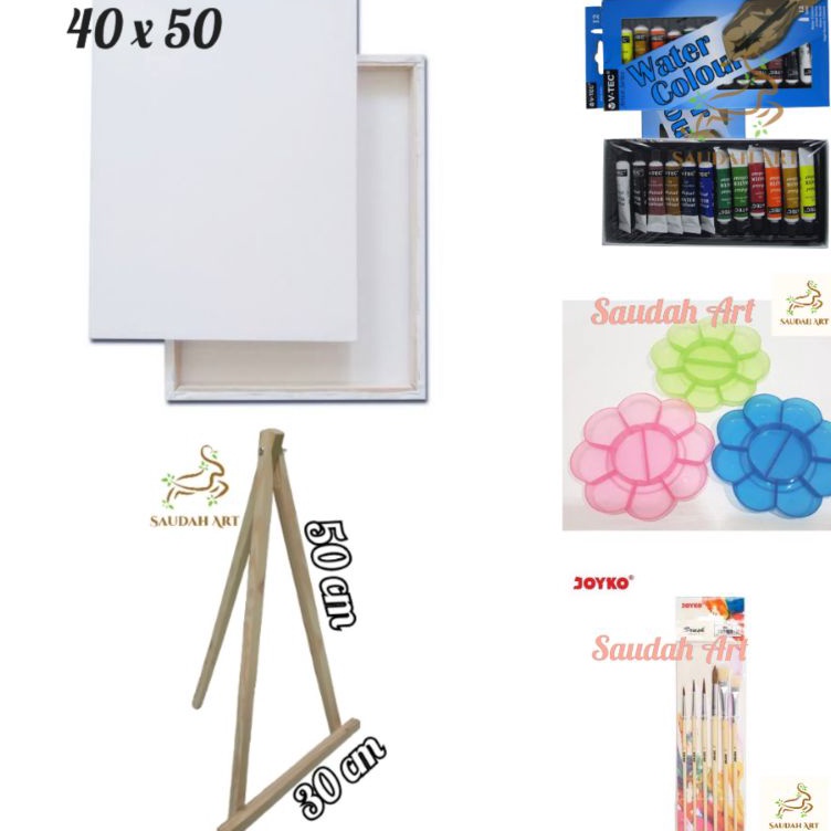 

Paket Lukis Lengkap kanvas 4x5kuaspaletcat air 6mleasel 3x5
