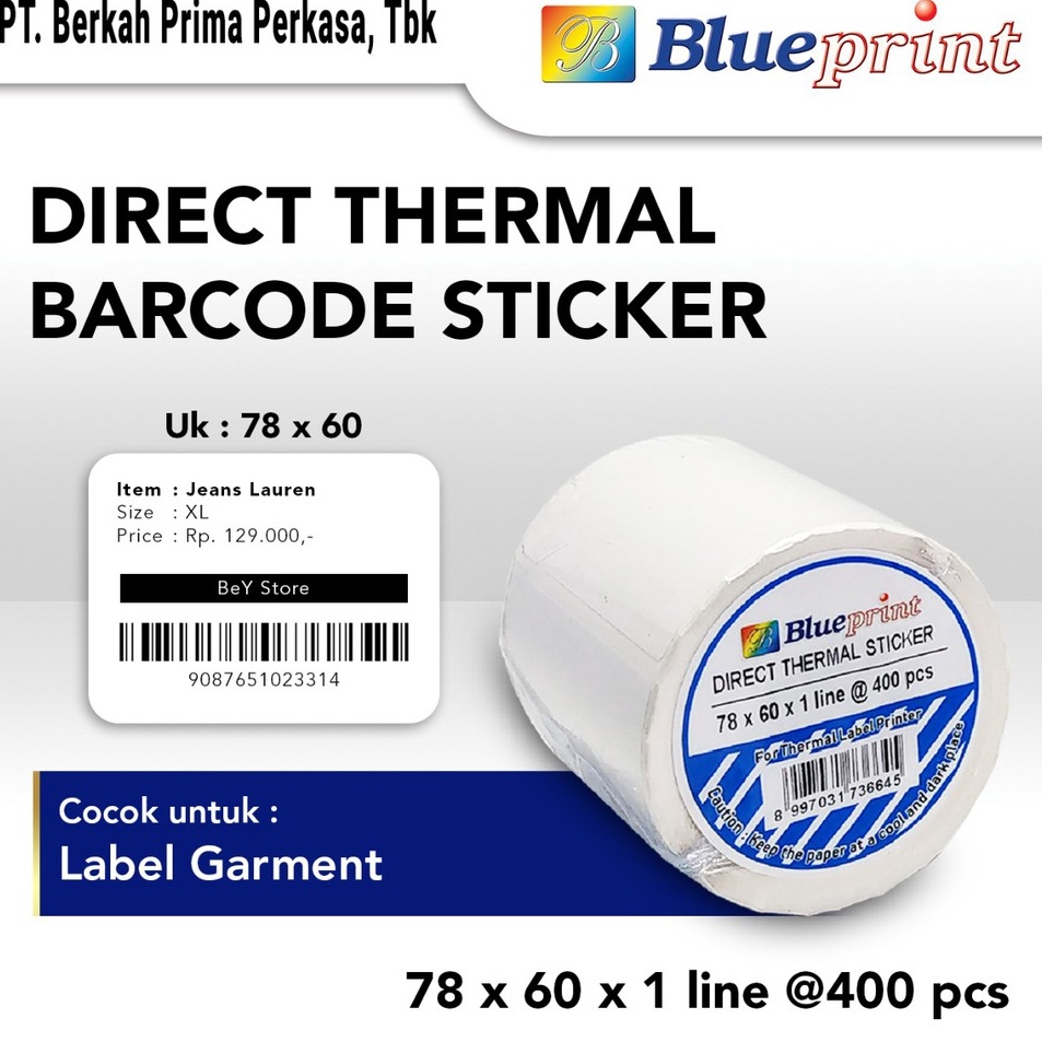 

Direct Thermal Sticker 78 x 6 BLUEPRINT Kes Label Stiker 78x6 mm Isi 4 1 Roll