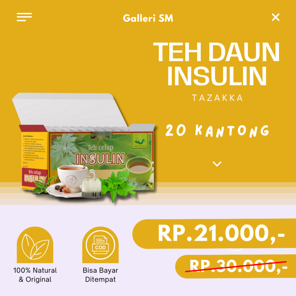 

Teh Celup Daun Insulin Tazakka Isi 20 Kantong Obat Herbal Diabetes Gula Darah