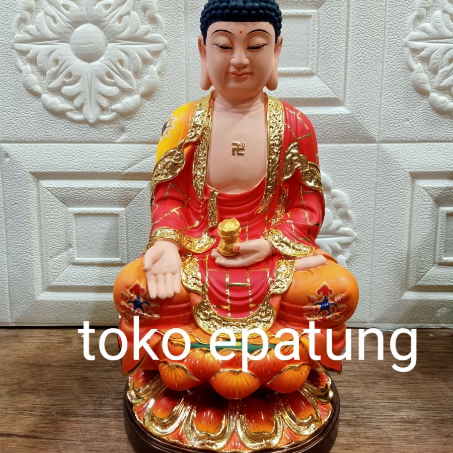 patung buddha amitabha / omitofo - 12 inch - fiber