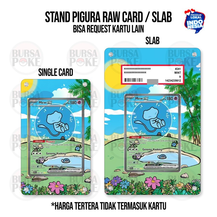 Pigura Stand Kartu Pokemon Indonesia Slab display TCG Mew SAR Harta Berkilau - Single Card