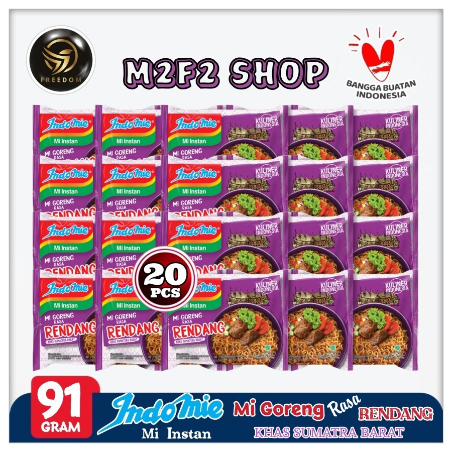 

Indomie Mie Instant Goreng Rasa Rendang Khas Sumatera Barat | Bag - 91 gr (Kemasan 20 Pcs)