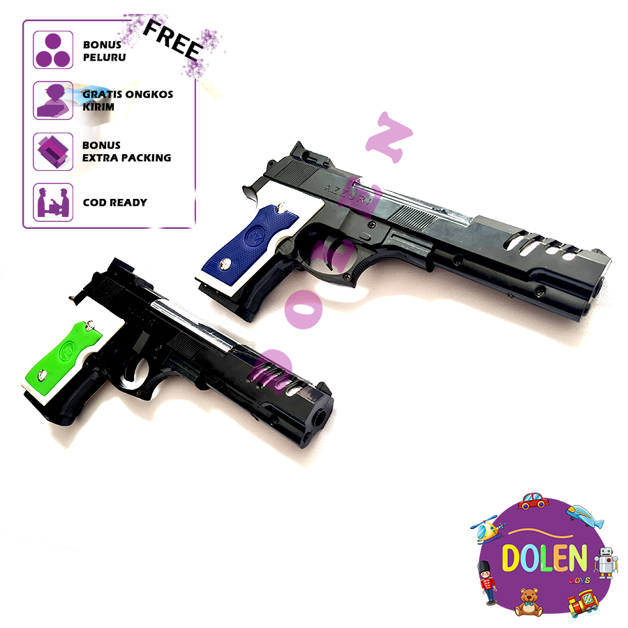 Pistol Mainan Azzuri Seri AZ848 Jadul Anak Anak Tembakan Kokang