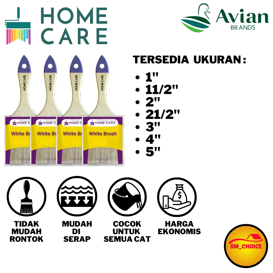 HOME CARE KUAS SINTETIS HOMECARE KUAS CAT AVIAN  HOMECARE KOAS KAYU