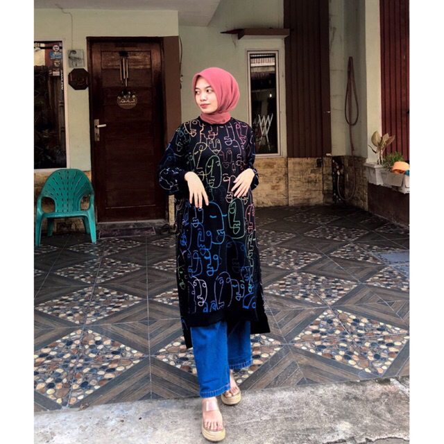 Tunik Suju bkk wanita lengan panjang bahan kaos premium