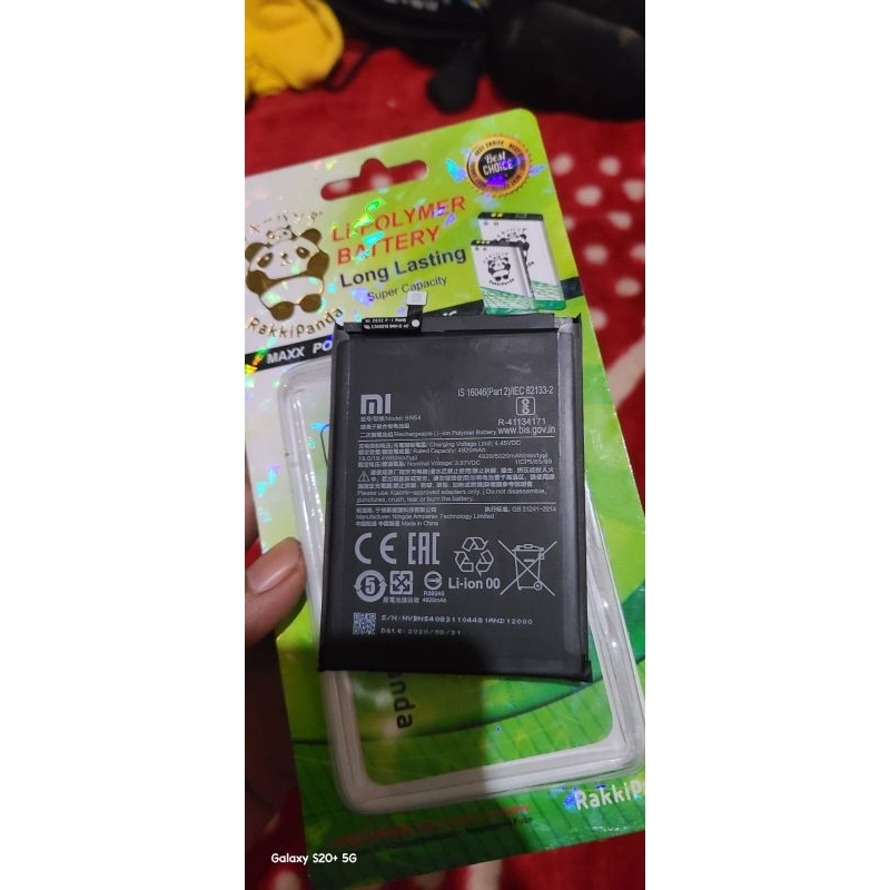 baterai redmi note 9 BN54 Ori copotan