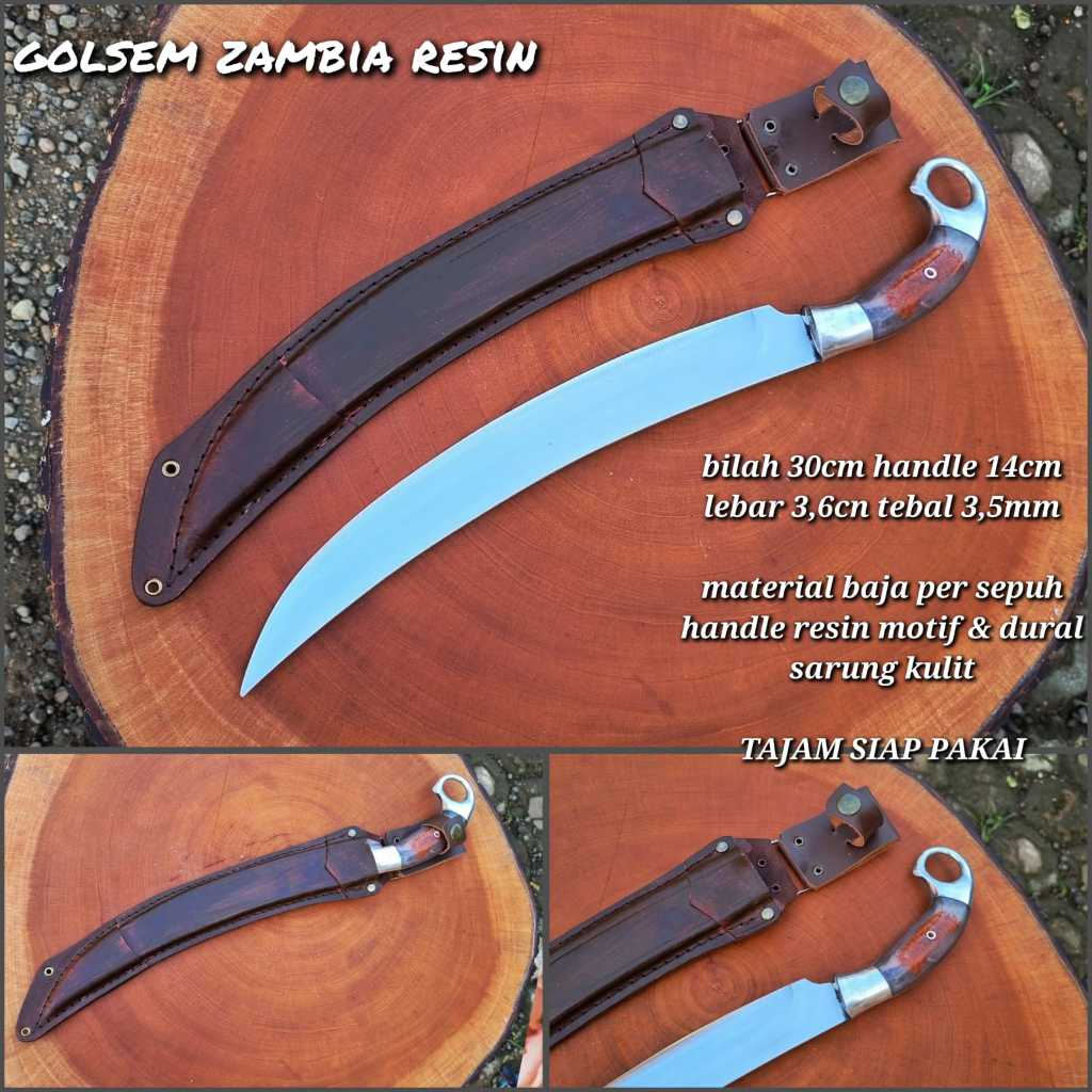 Golsem zambia resin sarung kulit bilah 30 cm