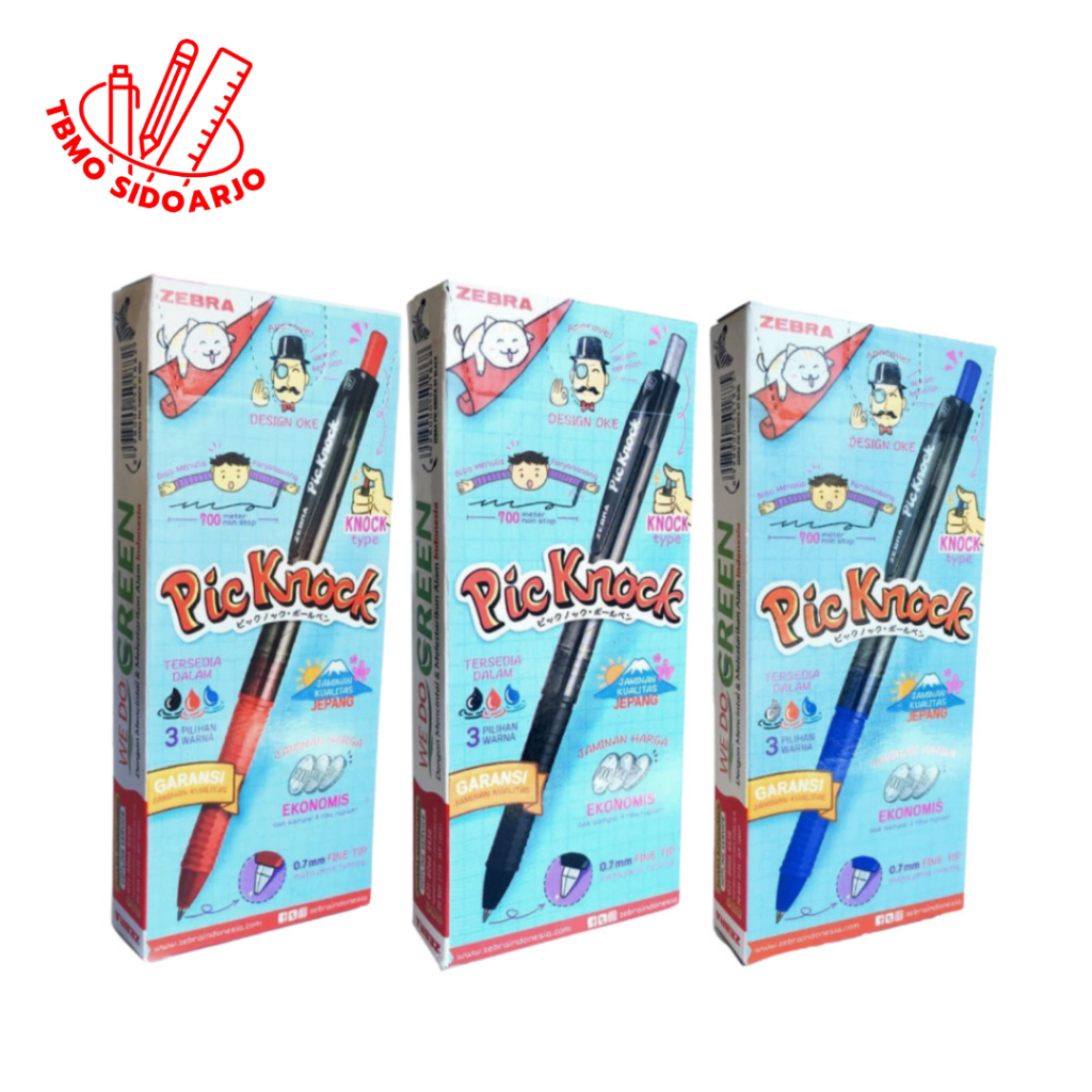 

TBMO Bolpen / Pulpen Picknock Zebra 0.7 Per Pack Isi 12 Pcs