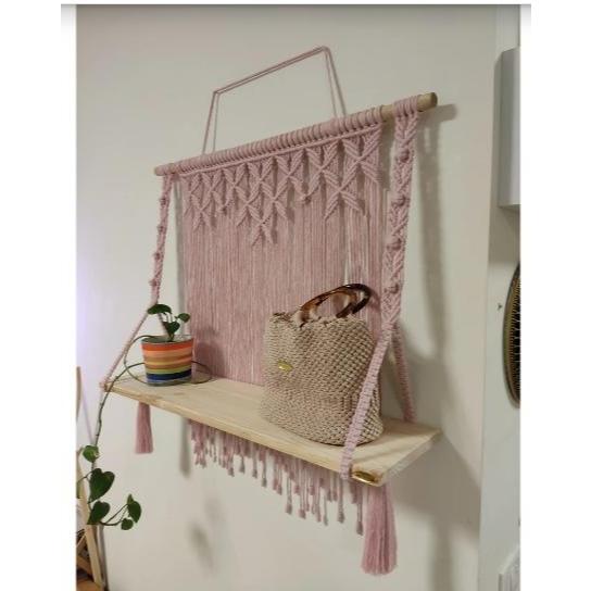 Rak Macrame Besar Dekorasi Dinding Macrame Kustom Hiasan Dinding Macrame Rak Rumah Pertanian Macrame