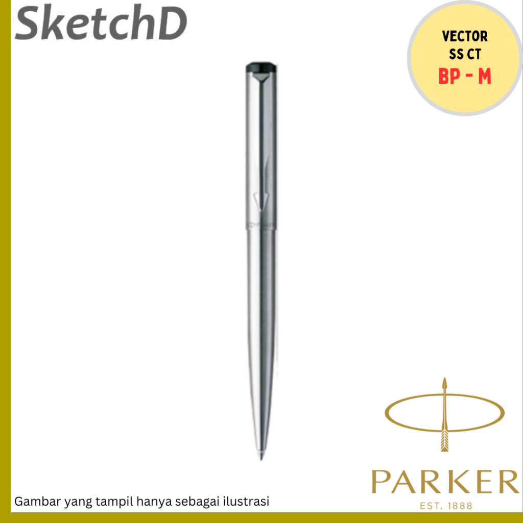 

Parker Vector BP Stainless Steel Chrome Tip Signature pen - Ball Point Bolpoin Tanda tangan