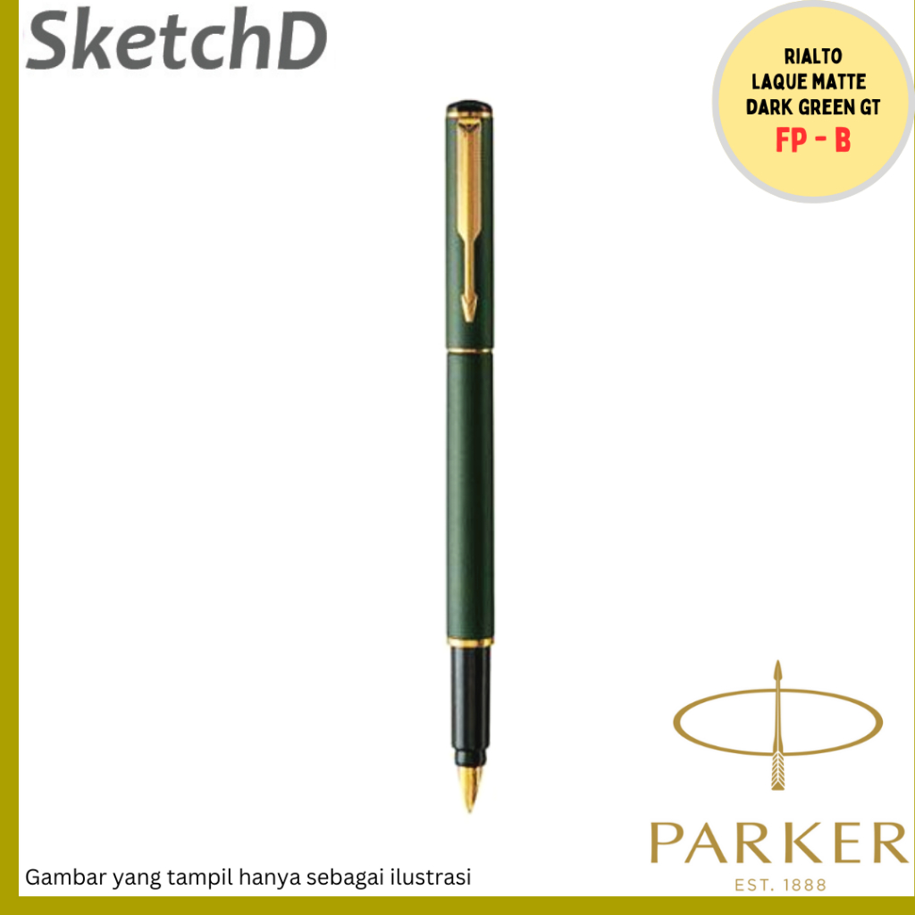 

Parker Rialto Laque Matte Dark Green Gold Trim GT FP - Fountain Pen Pen Signature Pen