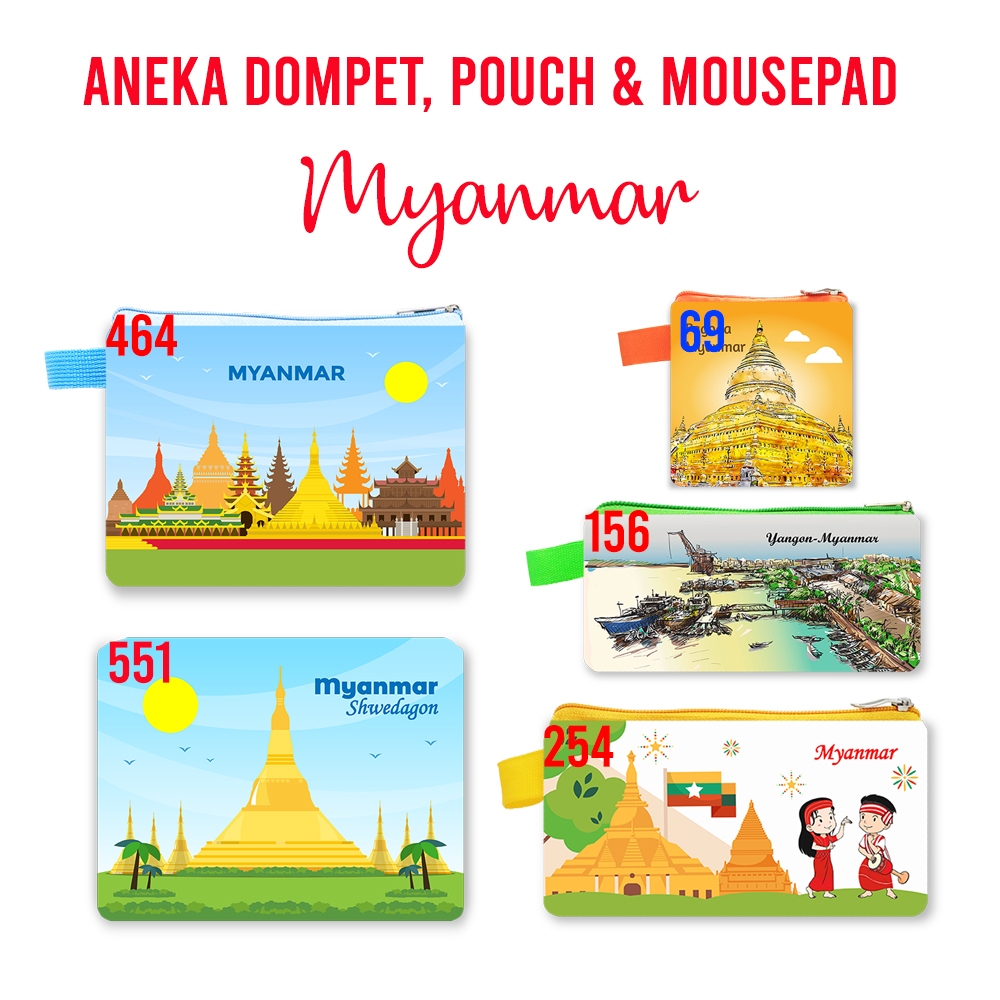 Myanmar Souvenir Dompet Pouch Mouse Pad Pin Magnet Gantungan Kunci Landmark Oleh Oleh Negara