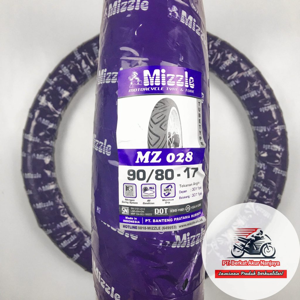 MIZZLE MZ028 90/80-17 BAN LUAR MOTOR BEBEK RING 17 MIZZLE MZ BUKAN TUBLESS