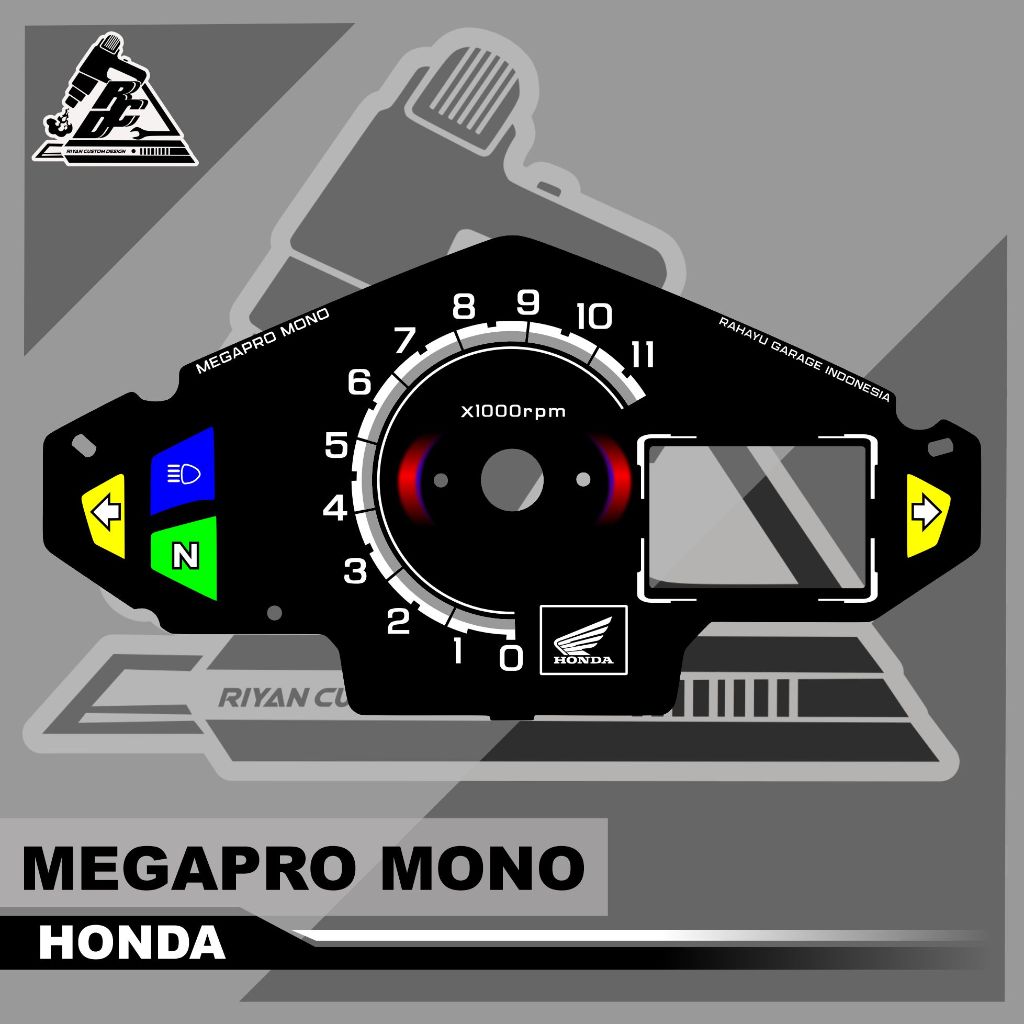PAPAN SPEEDOMETER CUSTOM MEGAPRO MONO PANEL SPIDO METER CUSTOM MEGAPRO MONO