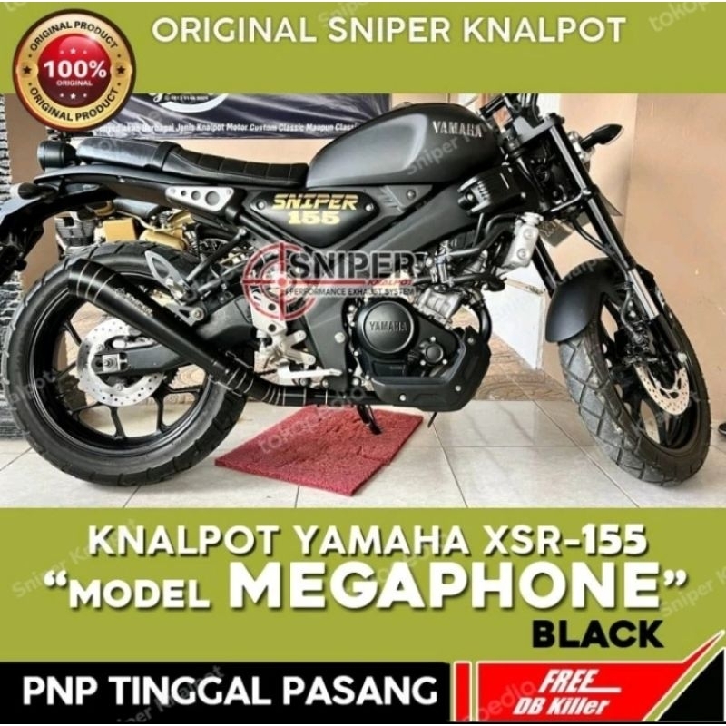 Knalpot motor Yamaha XSR-155 model Megaphone full set tinggal pasang PNP