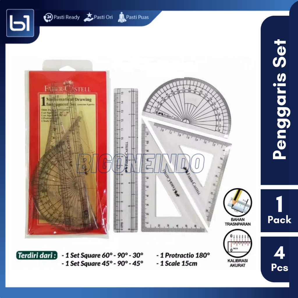 

Ruler Penggaris 1 Set 4 Pcs, Matematika Busur Siku Mistar