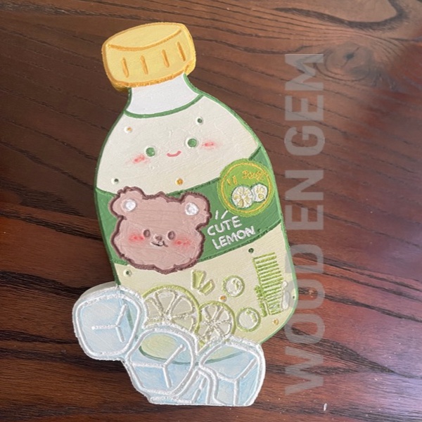 

KODE Q8Z DIY Wood Character Painting Mewarnai Melukis Kayu Karakter Lemon Bottle Woodengem 19 cm