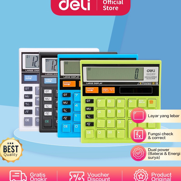 

Deli 39231 Calculator Check Correct Desktop Kalkulator Meja Office Original Deli WARNA WARNI DELI 512 HIJAU BIRU GREEN BLUE COLOUR CALCULATOR WHITE BLACK ALAT HITUNG