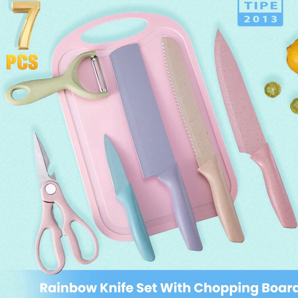 Gaya Ever Pisau Set Beauty Pastel Very Sharpnest  set dengan talenan