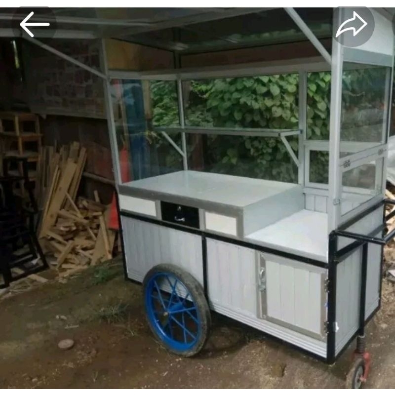 gerobak aluminium 1.3 meter roda motor