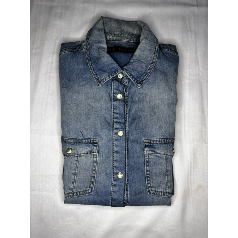 kemeja denim zara basic