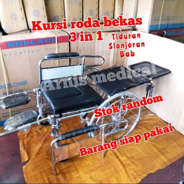Kursi roda 3 in 1 bekas,bisa tiduran,slonjoran,bab,barang siap pakai