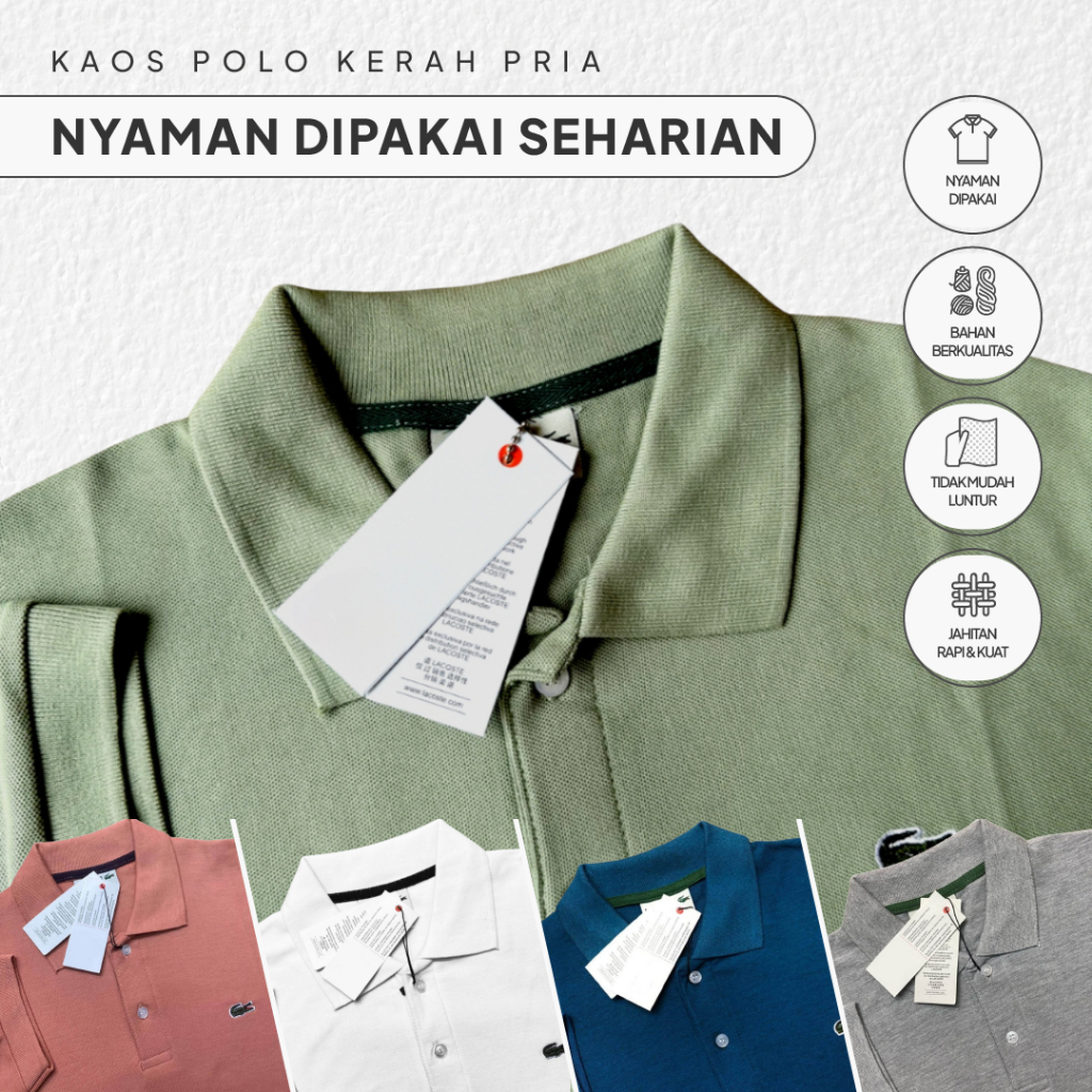 Camclar16.id Polo Shirt Basic Atasan Kaos Kerah Pria Lengan Pendek Branded Import Premium Quality
