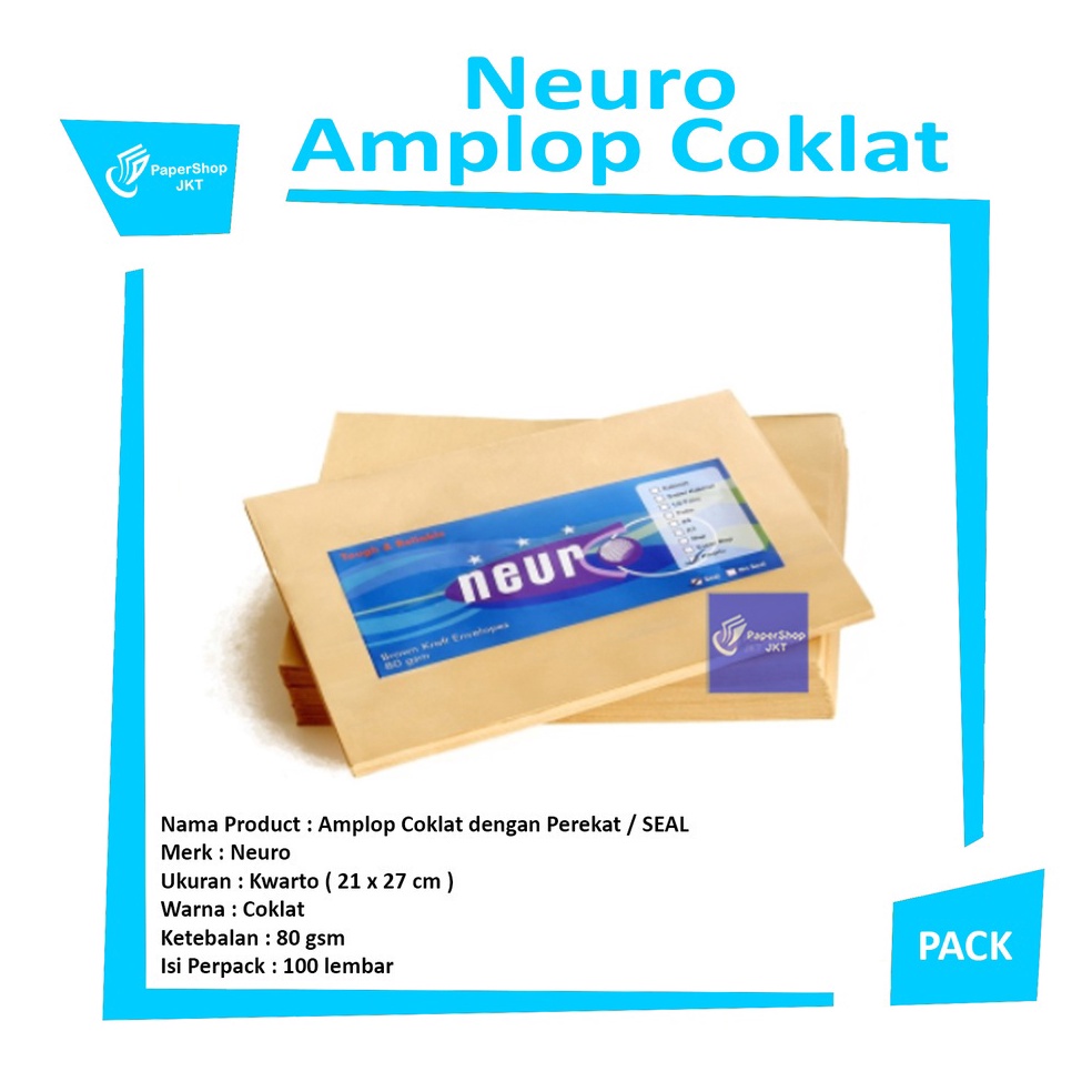 

KODE C54Z NUERO Amplop Coklat Kwarto Seal 21 x 27 cm Pack