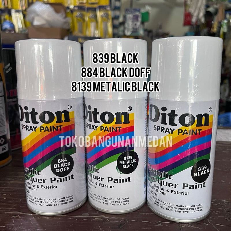 DITON Cat semprot Hitam Black kilat doff Metallic