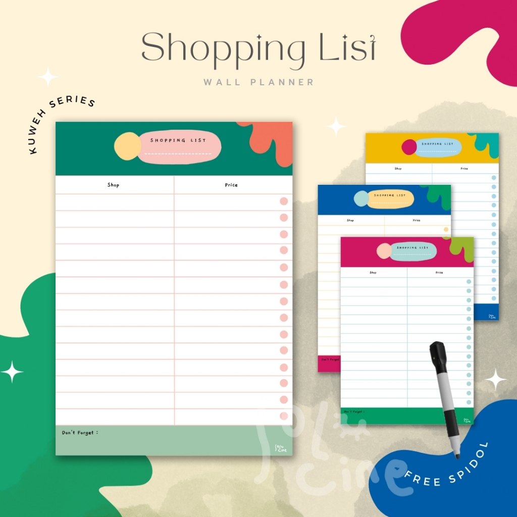 

Shopping Planner / Shopping List / Wall Planner - Kuweh Series