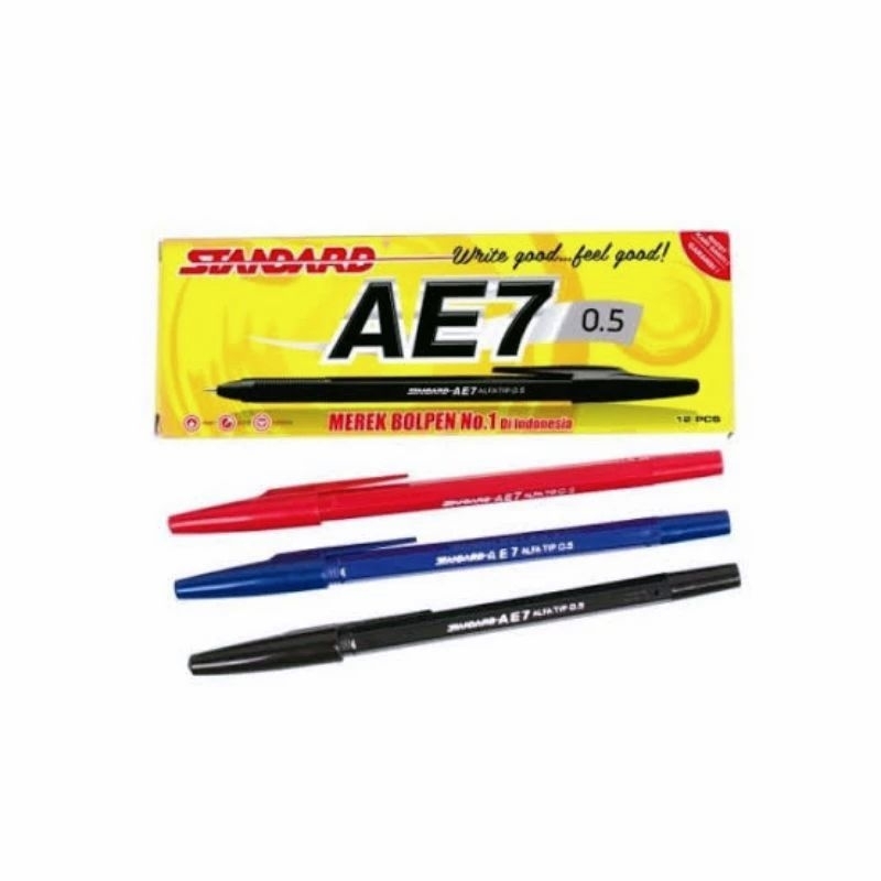 

(12 pcs) BOLPEN STANDAR AE7 WARNA HITAM MERAH BIRU